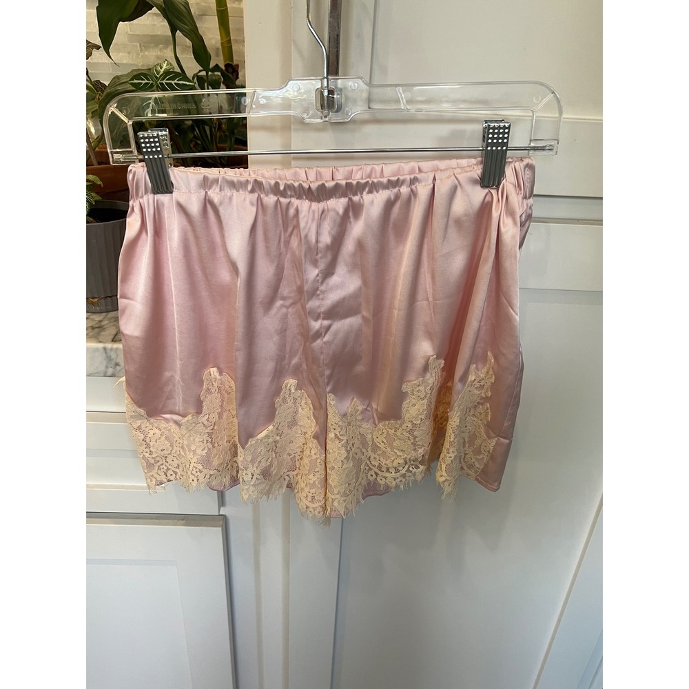 Pink Satin Lace Trim Lingerie Shorts Tap Loungewear Pants French Girl Doe Like